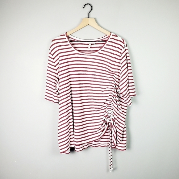 Cato Pink white Stripe Side Cinch Tee 22/24W - Picture 1 of 7